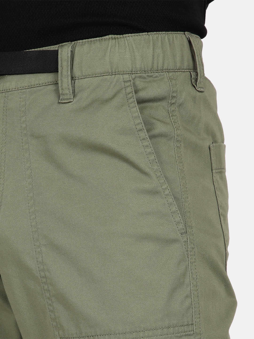 T-Base Men’s Sage Olive Cargo Trouser | Mid-Rise Casual Utility Pants with 4 Pockets