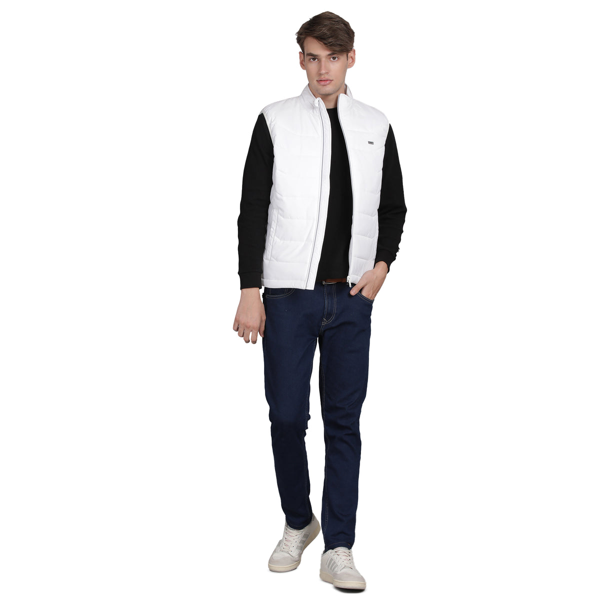 Men’s Classic White Polyester Jacket - Regular fit