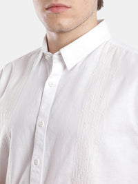 T-Base Men Regular Fit Cotton Casual Shirt | Short Sleeve|White