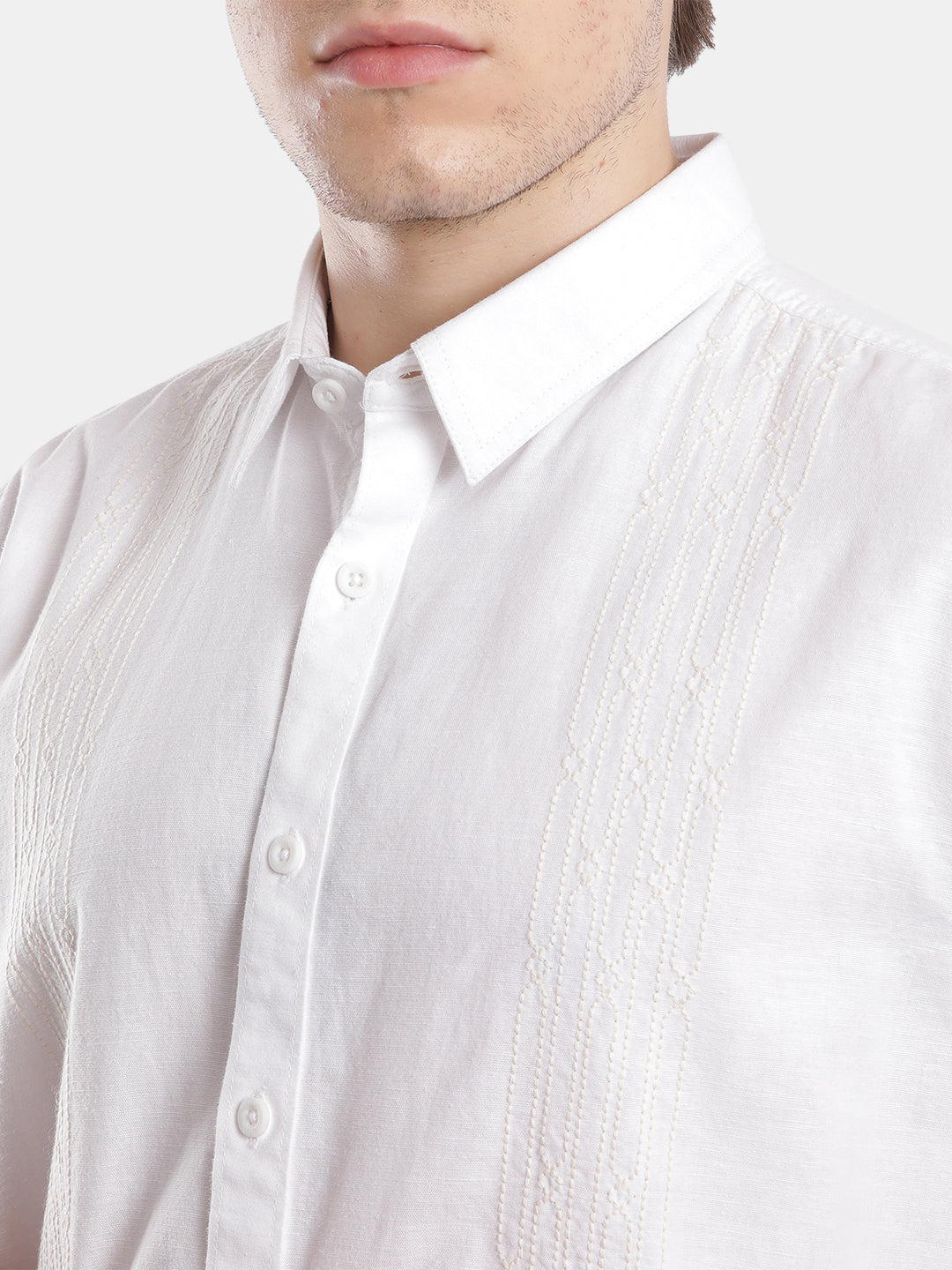T-Base Men Regular Fit Cotton Casual Shirt | Short Sleeve|White