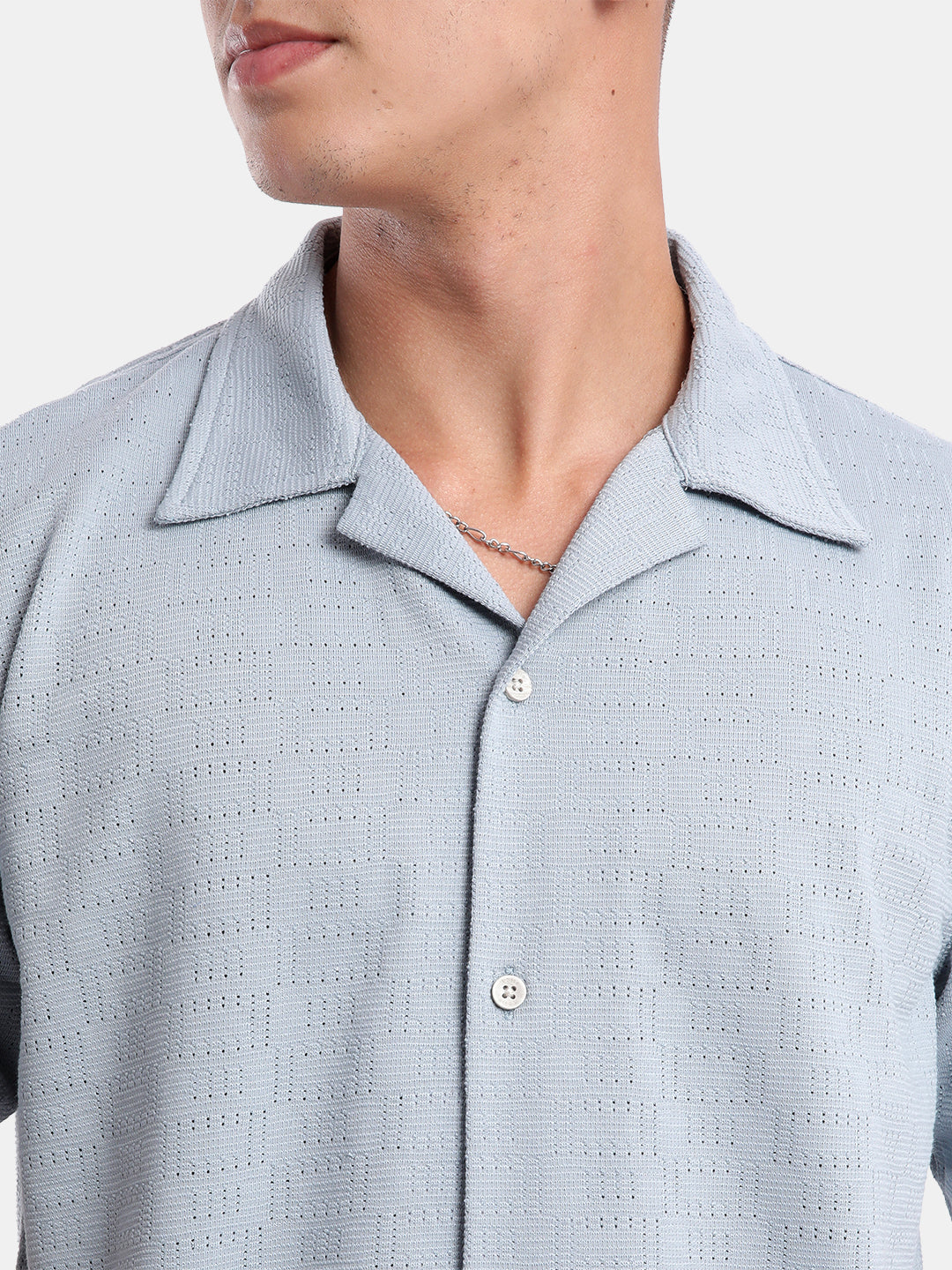 T-Base Men Regular Fit Cotton Casual Shirt | Short Sleeve|Blue Stone