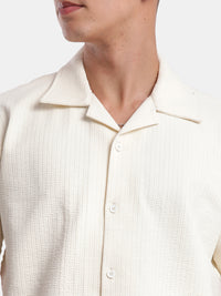 T-Base Men Regular Fit Cotton Casual Shirt | Short Sleeve|IVORY
