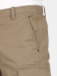 T-Base Men’s Khaki Cargo Trouser | Mid-Rise Casual Utility Pants with 6 Pockets