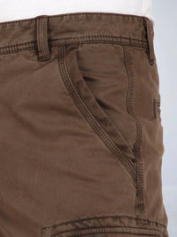 Tbase Men's Solid Original Fit Cargo Trousers | Lycra Fabric|Bark