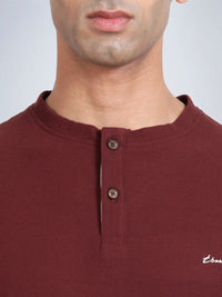 Half Sleeve Wine Henley T-Shirt
