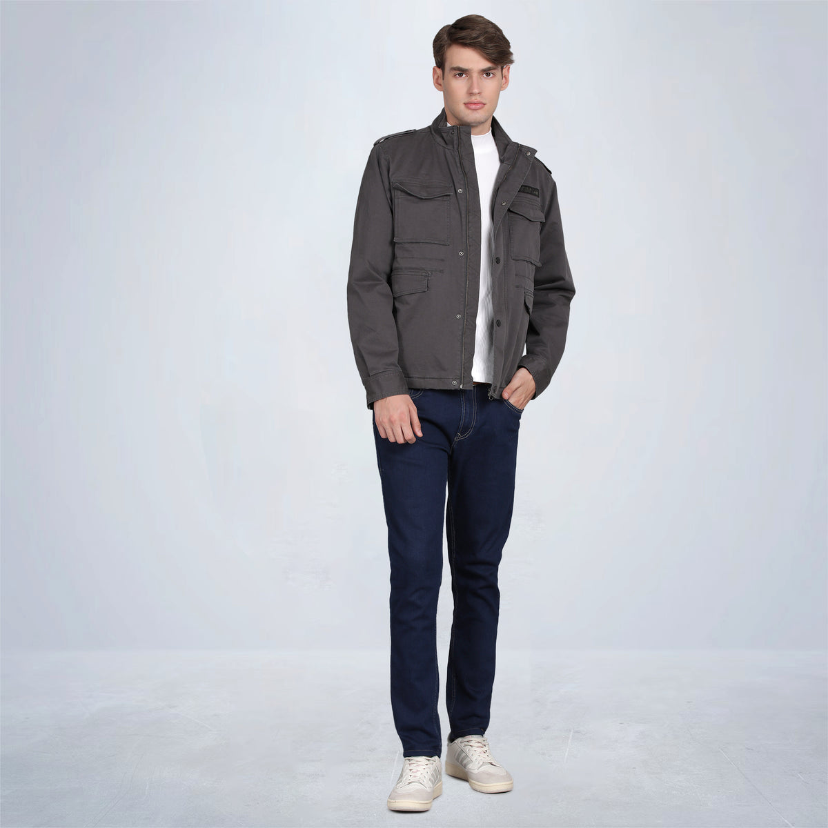 Men’s Classic Dark Grey Cotton Jacket - Regular fit