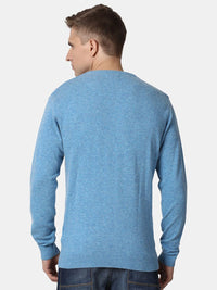 T-Base Men Blue Solid Woolen Pullover