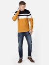 T-Base Men Black & Mustard Colourblocked Cotton Pullover