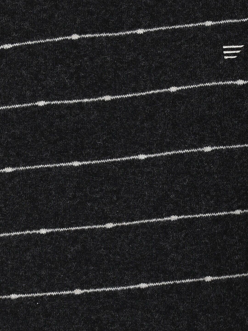 T-Base Men Black & White Striped Woolen Pullover