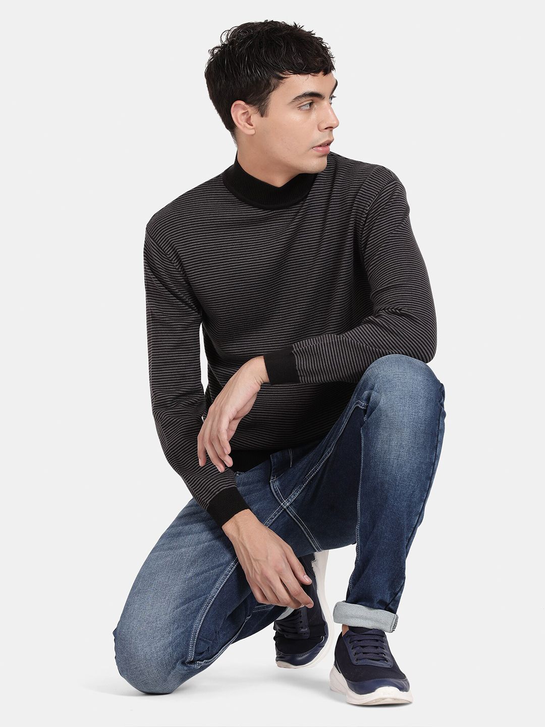 High Neck Black Full Sleeve Pullover