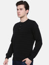 T-Base Men Black Striped Sweater
