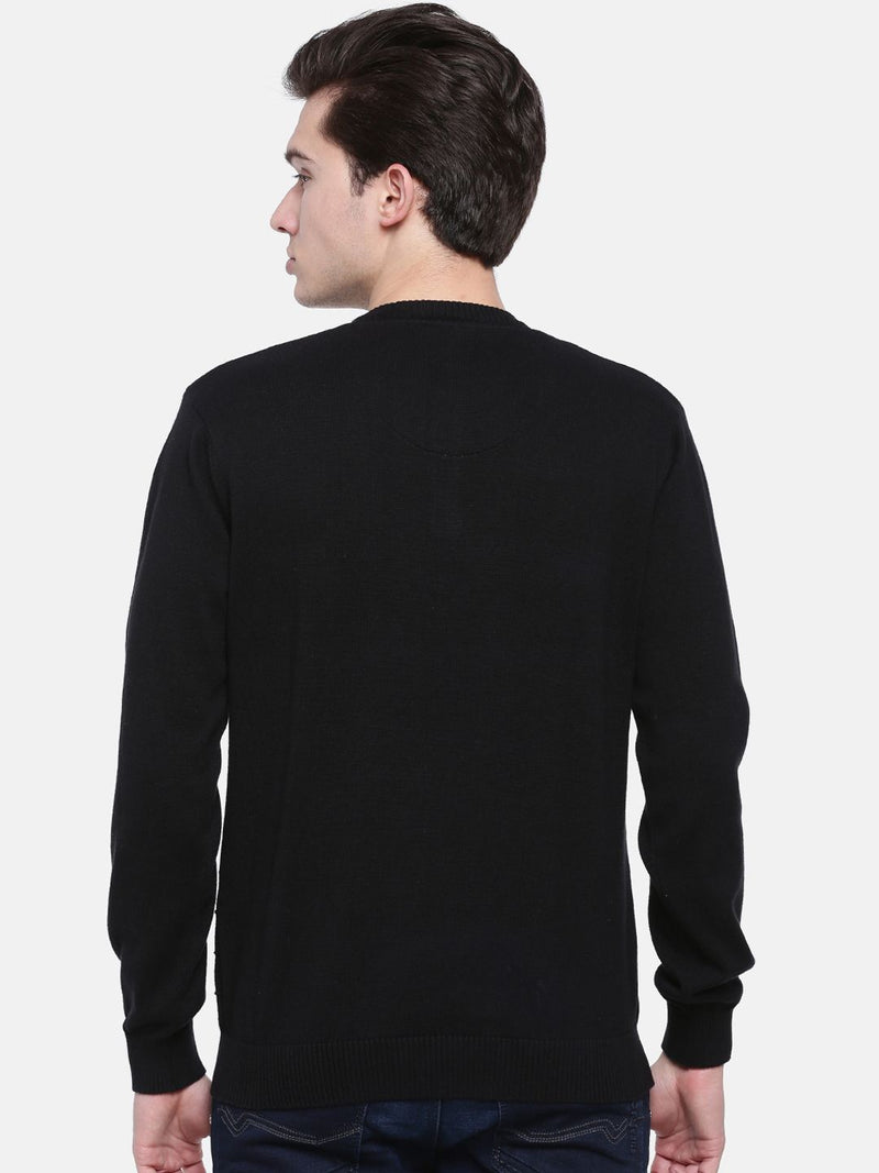 T-Base Men Black Striped Sweater