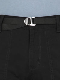 T-Base Men’s Black Cargo Trouser | Mid-Rise Casual Utility Pants with 4 Pockets