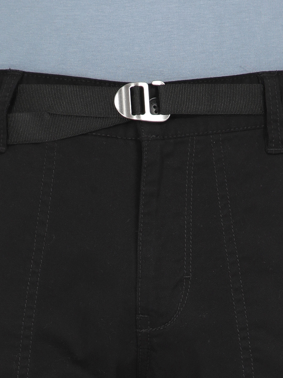 T-Base Men’s Black Cargo Trouser | Mid-Rise Casual Utility Pants with 4 Pockets