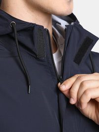 TBASE Men’s NAVY Waterproof Rain Jacket with Hood