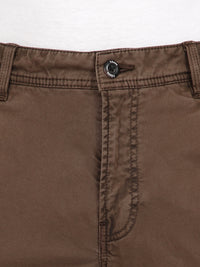 Tbase Men's Solid Original Fit Cargo Trousers | Lycra Fabric|Bark