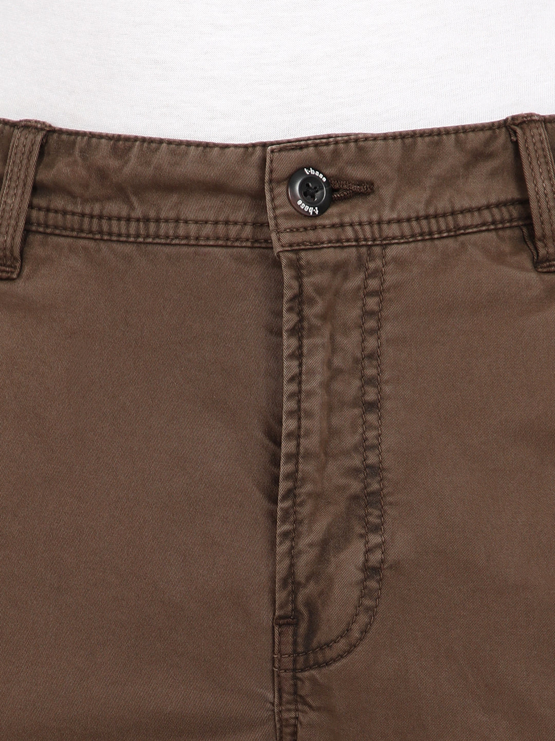 Tbase Men's Solid Original Fit Cargo Trousers | Lycra Fabric|Bark