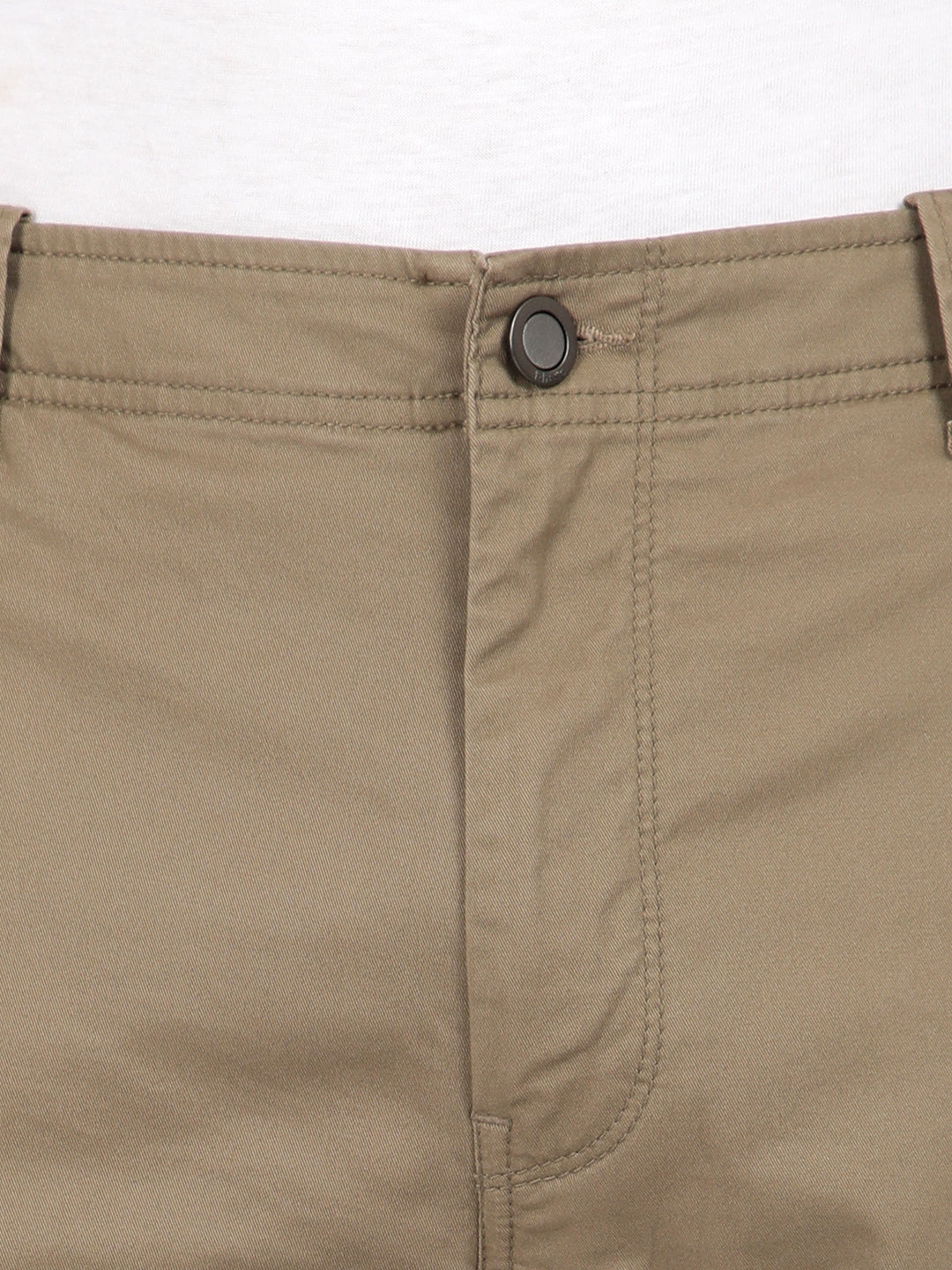 T-Base Men’s Khaki Cargo Trouser | Mid-Rise Casual Utility Pants with 6 Pockets