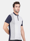 T-Base Men Grey Striped T-Shirt