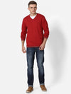 T-Base Men Red Solid Cotton Pullover