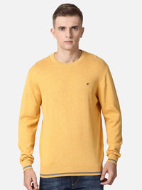 T-Base Men Yellow Solid Cotton Pullover