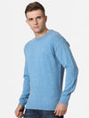 T-Base Men Blue Solid Woolen Pullover
