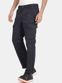T-Base Men Blue Cotton Cargos Trousers