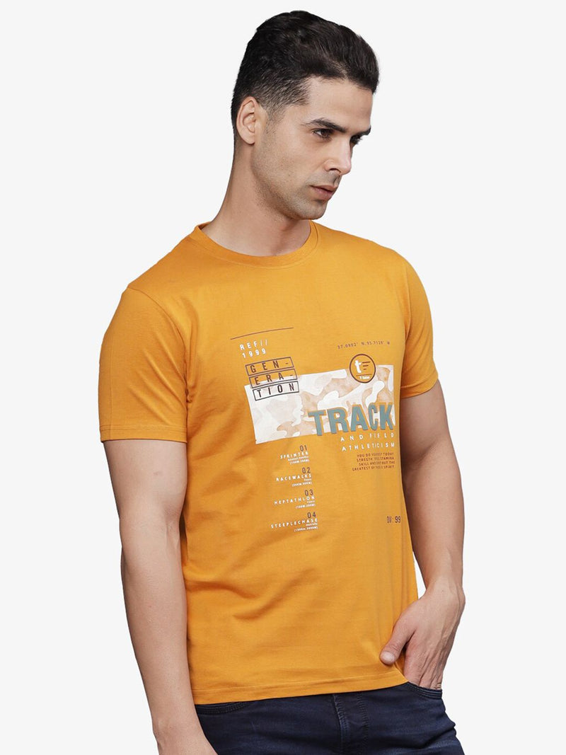 T-Base Men Typography Printed Applique T-Shirt