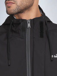 T-Base Men’s Black Rain Jacket Waterproof Hooded