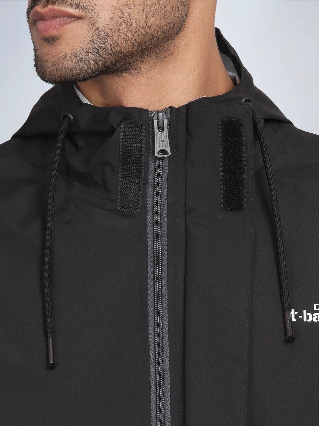 T-Base Men’s Black Rain Jacket Waterproof Hooded