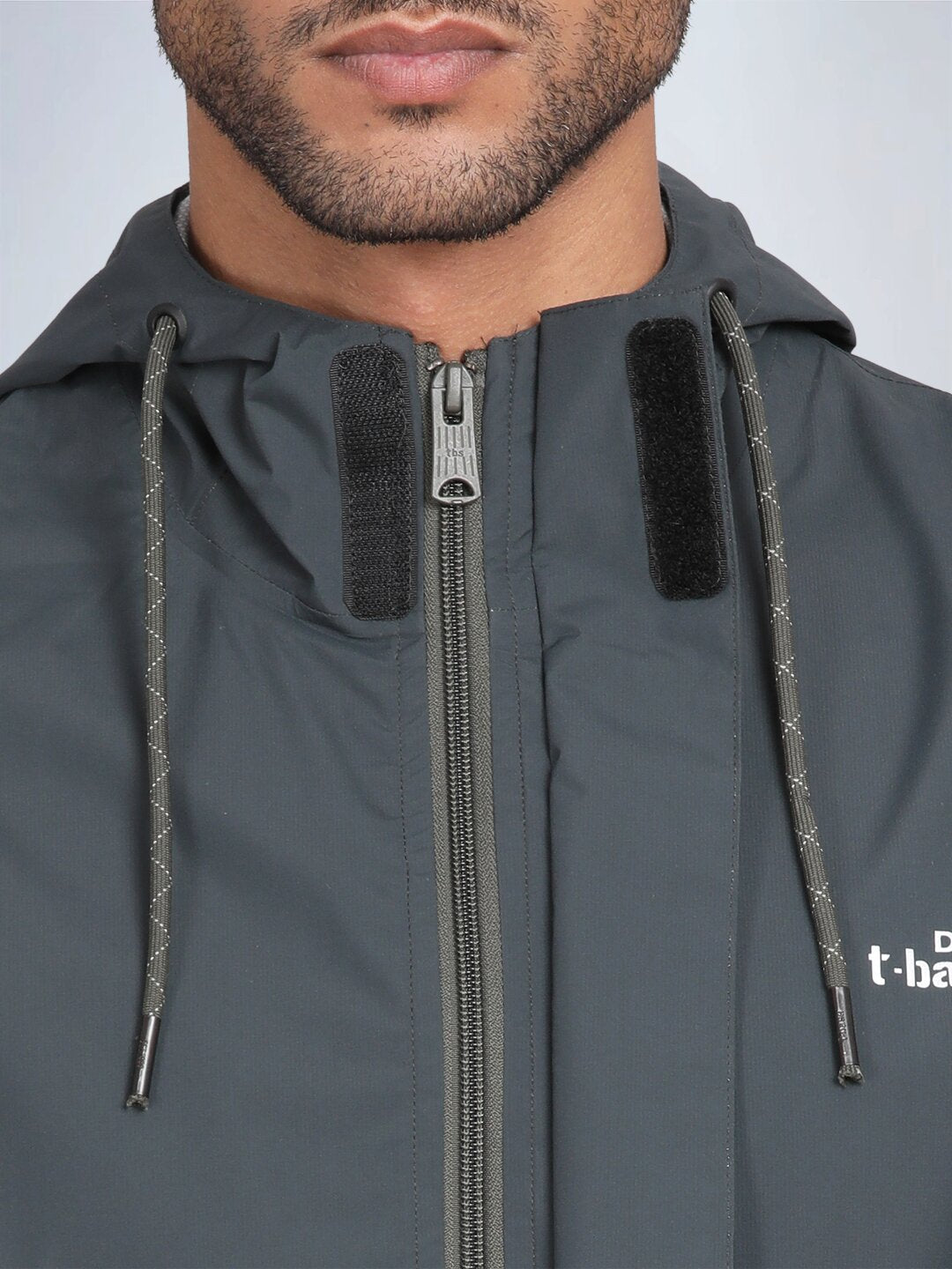 TBASE Men’s Dark Grey Waterproof Rain Jacket with Hood