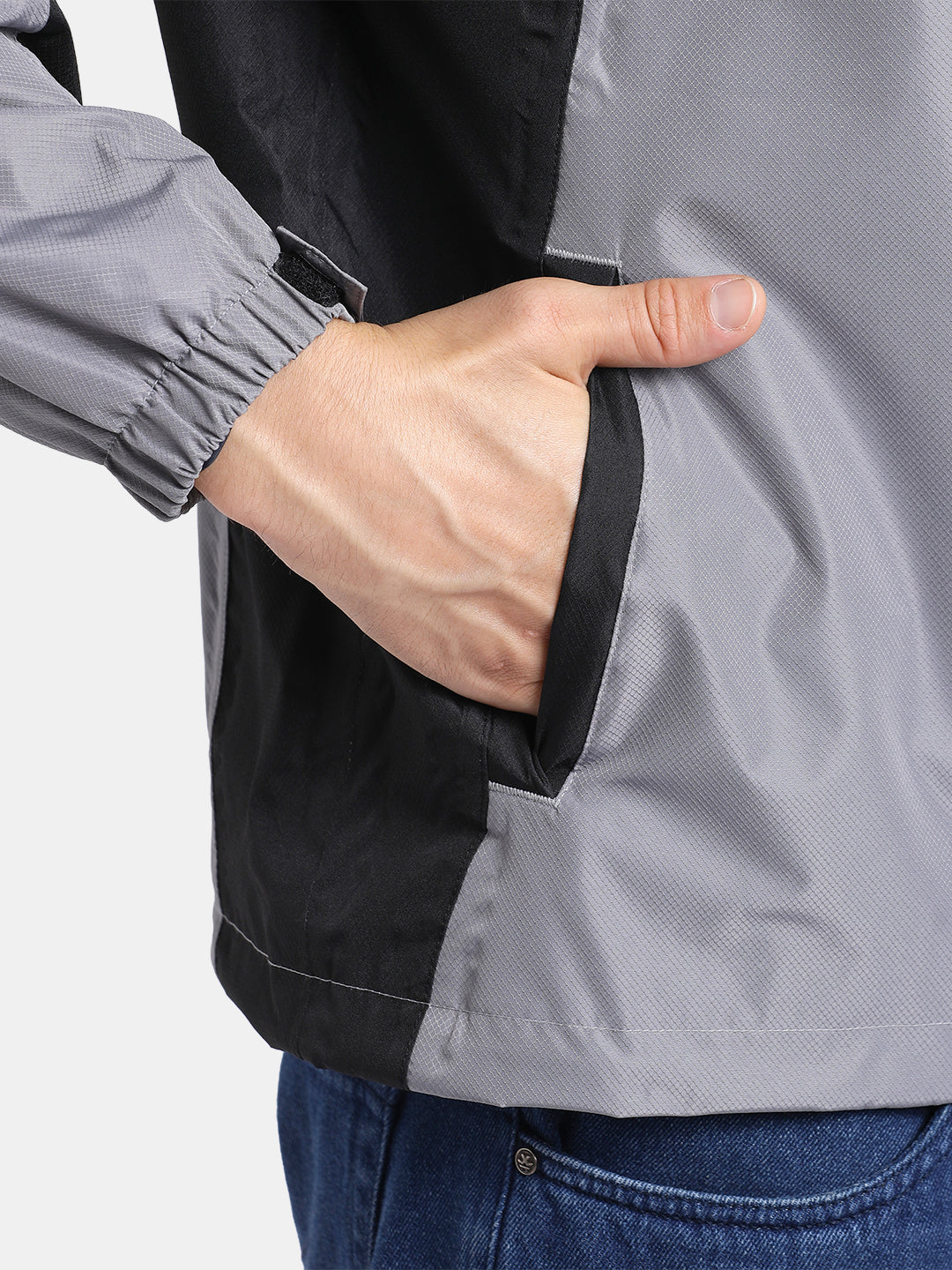 TBASE Men’s LIGHT GREY Waterproof Rain Jacket with Hood