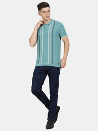 T-Base Men Cotton Striped Polo Collar T-Shirt