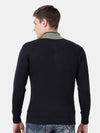 T-Base Men Olive Green & Black Colourblocked Pullover With Zip Detail