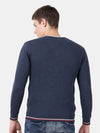 T-Base Men'S V-Neck Blue Sweater