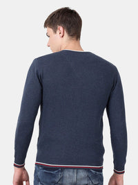 T-Base Men'S V-Neck Blue Sweater