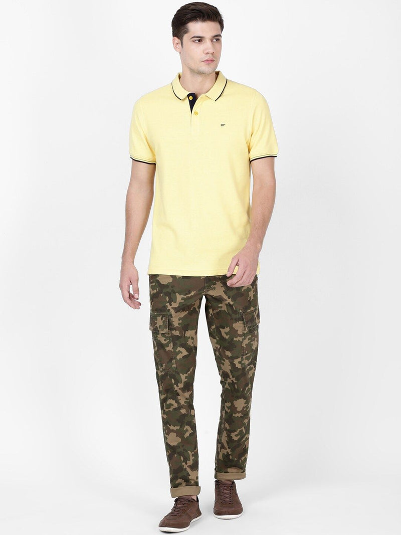 T-Base Men Camouflage Printed Cotton Easy Wash Mid-Rise Cargos Trousers