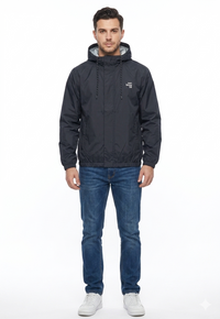 T-Base Men’s Black Rain Jacket Waterproof Hooded