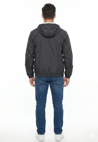 T-Base Men’s Black Rain Jacket Waterproof Hooded