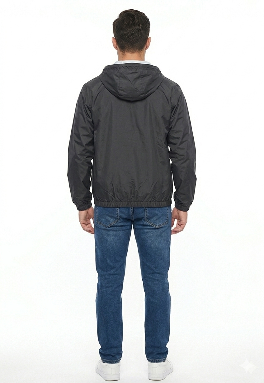 T-Base Men’s Black Rain Jacket Waterproof Hooded