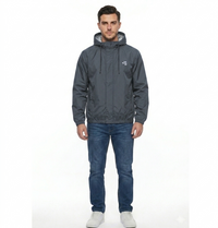 TBASE Men’s Dark Grey Waterproof Rain Jacket with Hood