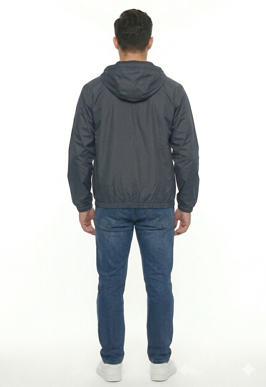 TBASE Men’s Dark Grey Waterproof Rain Jacket with Hood