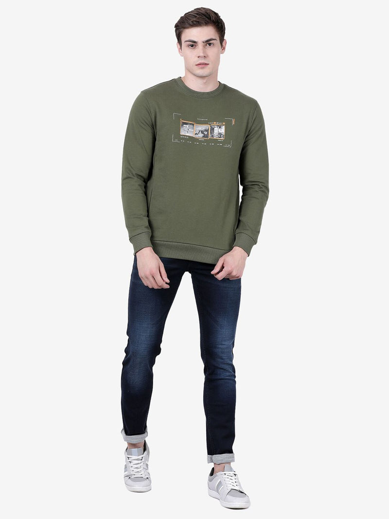 CREW NECK SWEATSHIRT WITH CHEST GRAPHIC