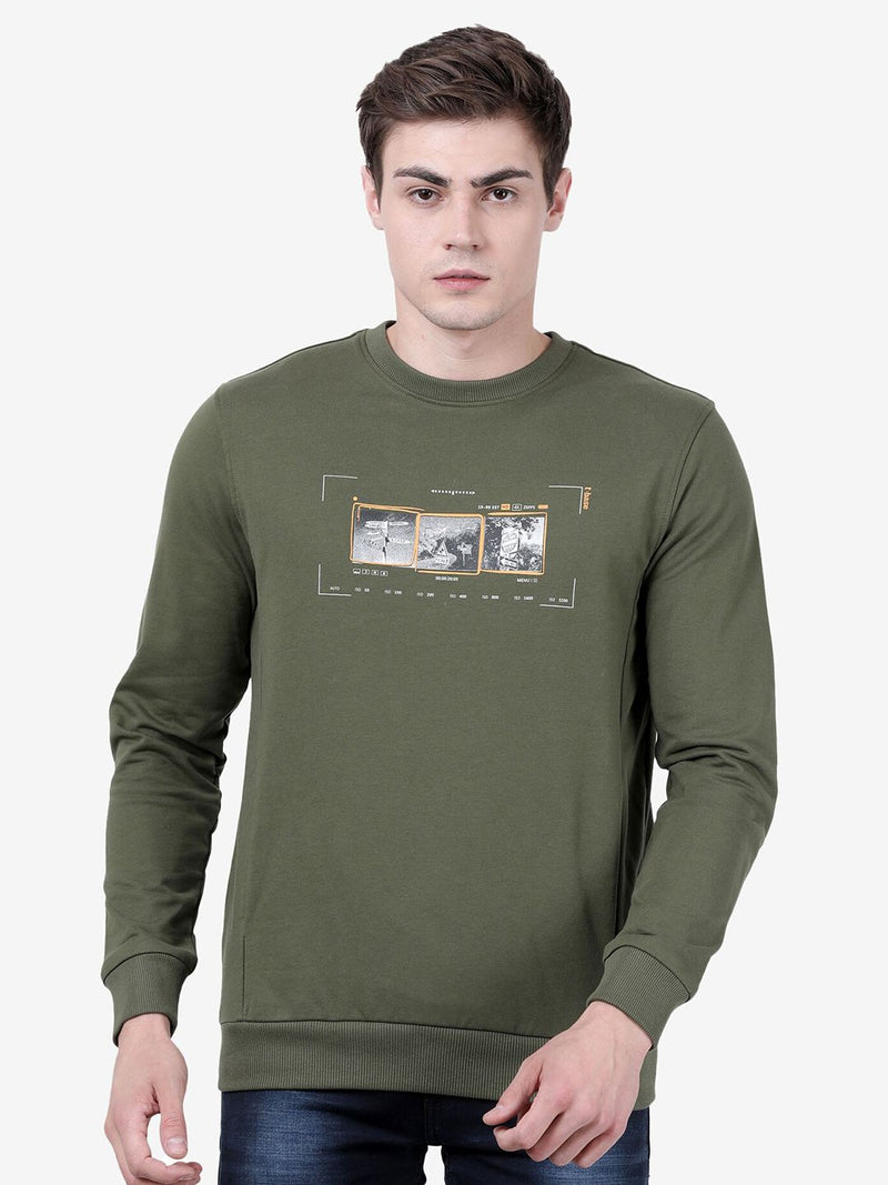 CREW NECK SWEATSHIRT WITH CHEST GRAPHIC