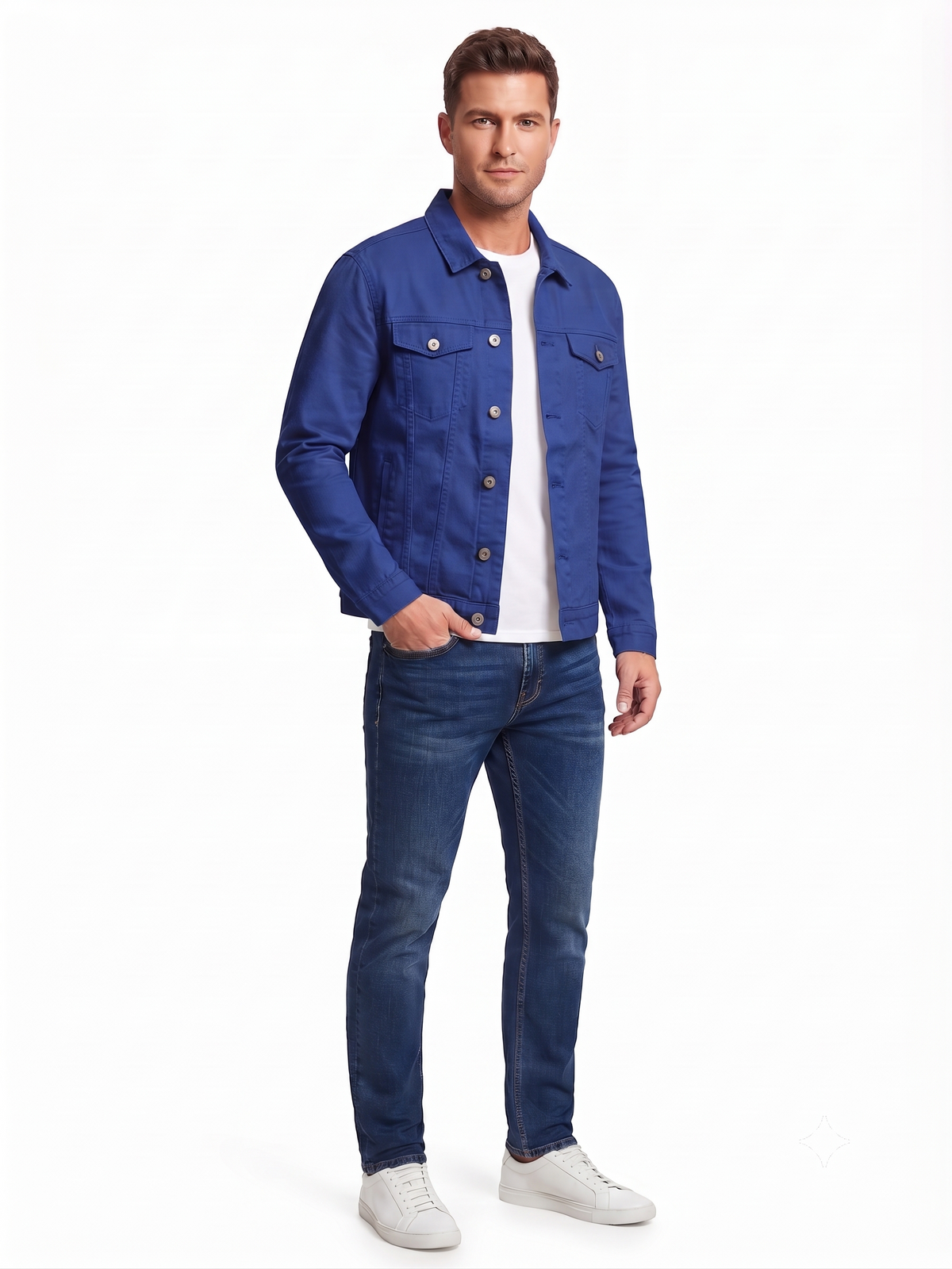 Men’s Classic Blue Cotton Jacket - Regular fit