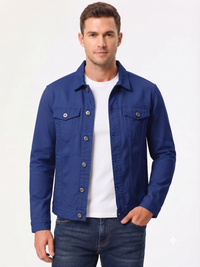 Men’s Classic Blue Cotton Jacket - Regular fit