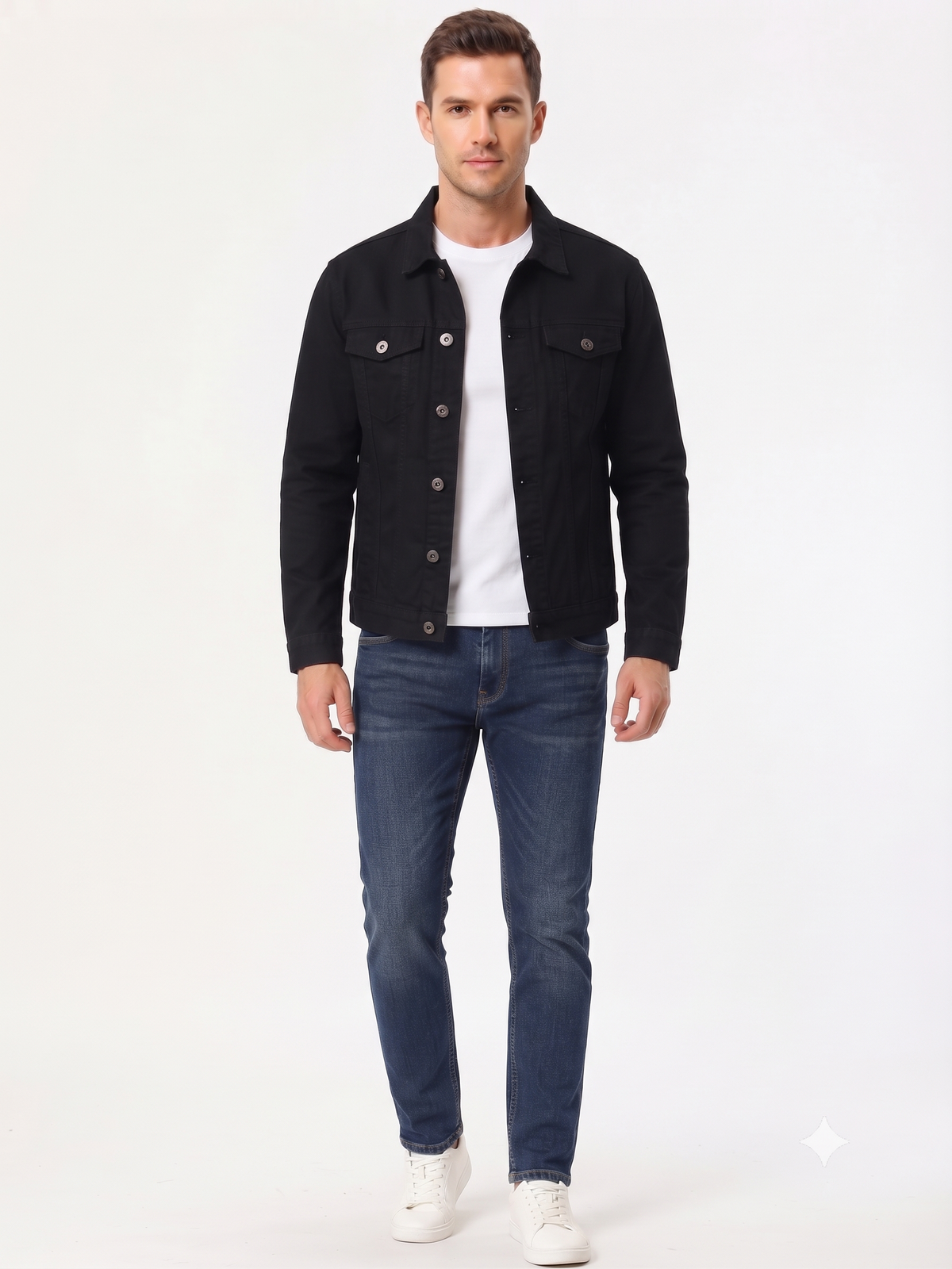 Men’s Classic Black Cotton Jacket - Regular fit