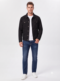 Men’s Classic Black Cotton Jacket - Regular fit