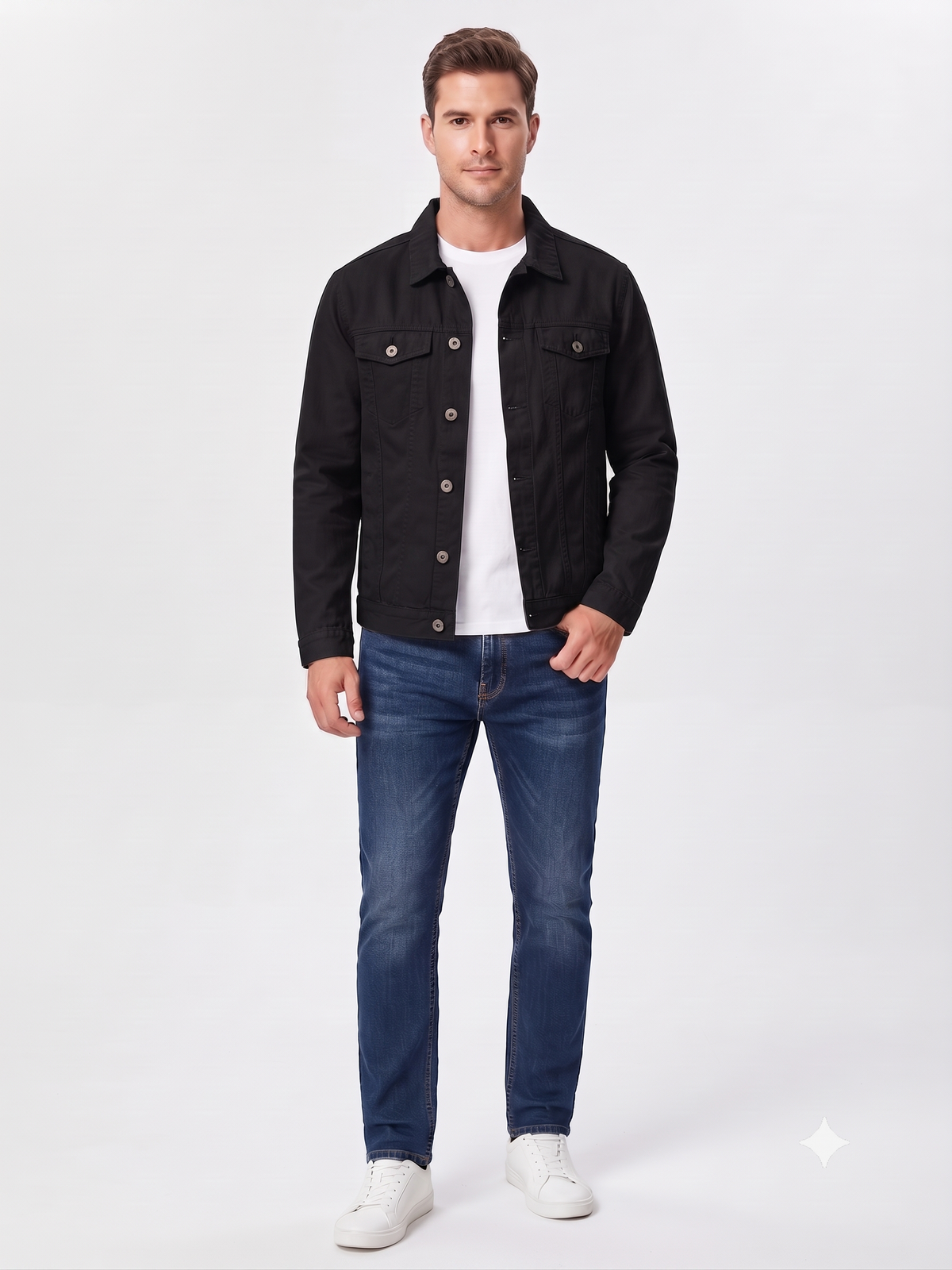 Men’s Classic Black Cotton Jacket - Regular fit