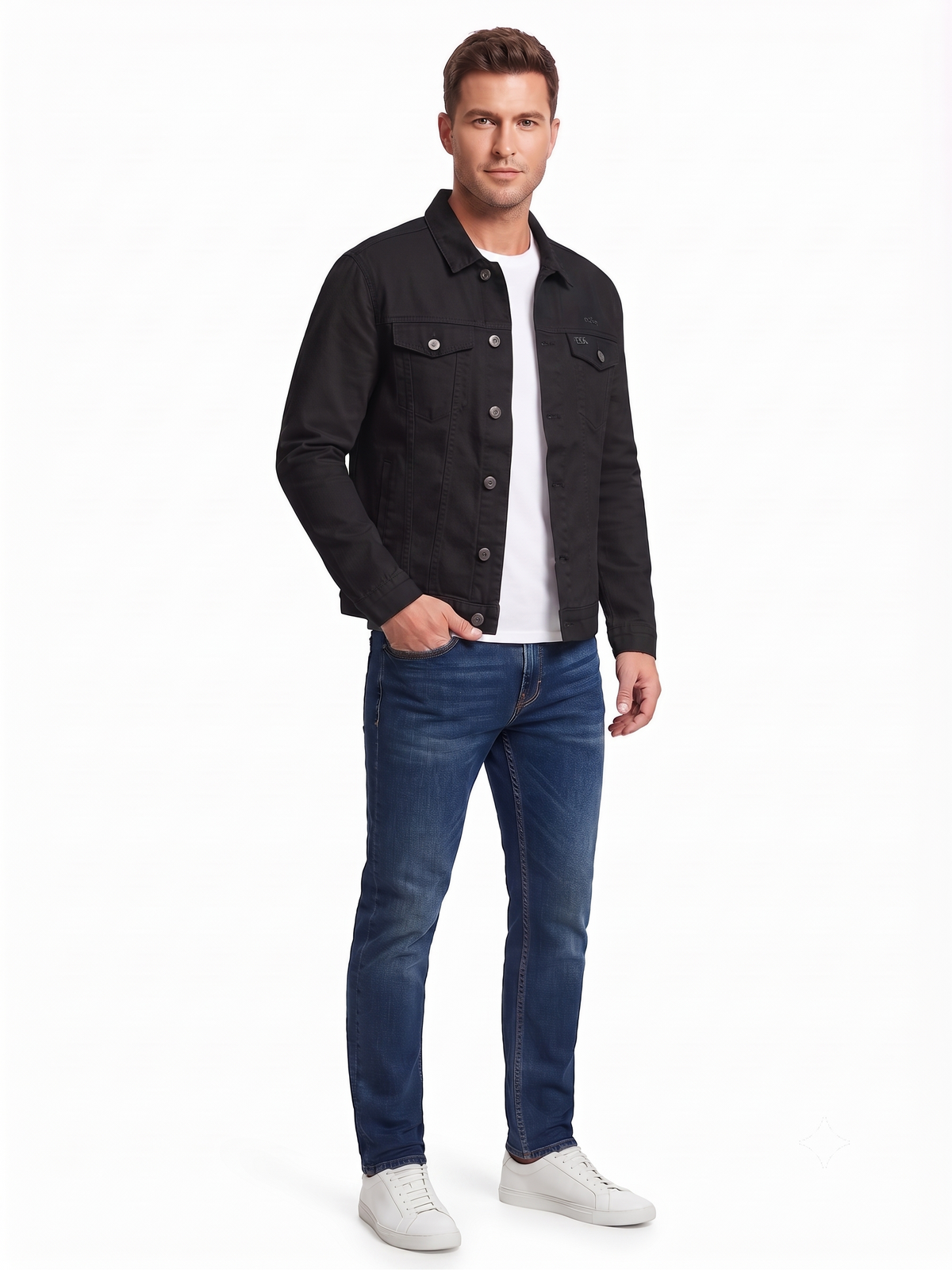 Men’s Classic Black Cotton Jacket - Regular fit